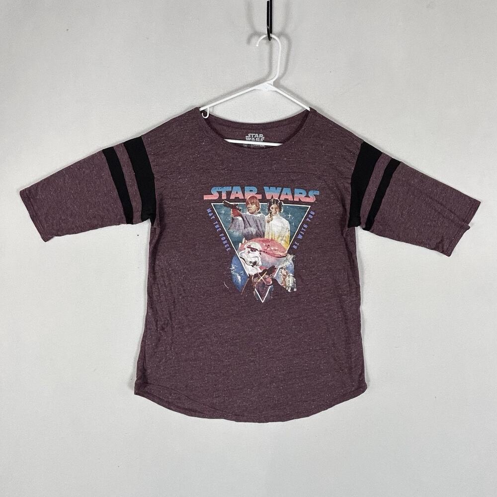 Star Wars May The Force Be With You Half Sleeve T-Shirt Womens XL Purple Tee Top